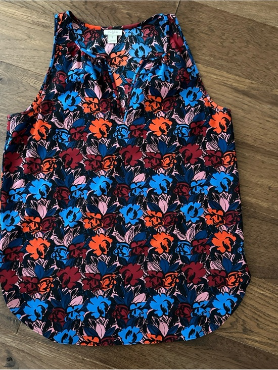 J. Crew Factory Tops - J. Crew Factory Floral Tanked Blue Orange Pink Sz 2 Flowy Lightweight
